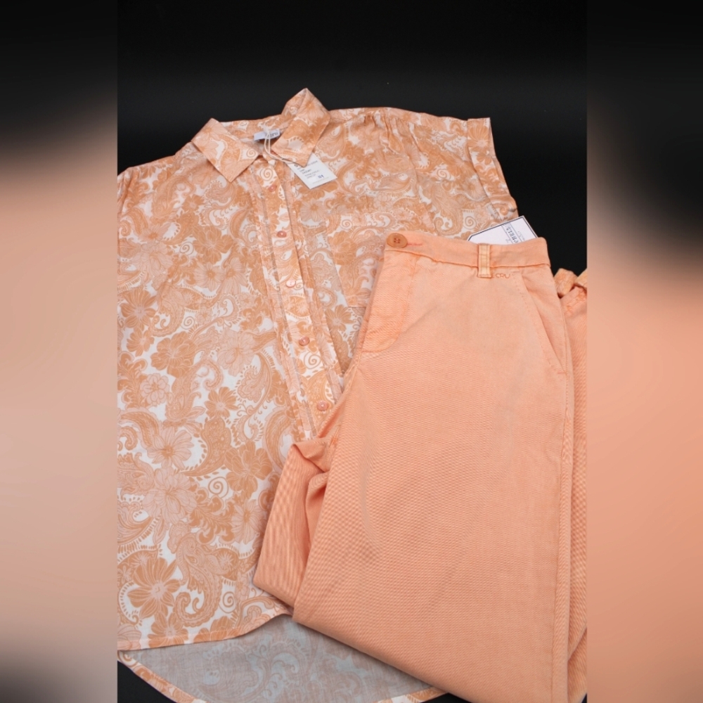 Ecru NWT Sheer Floral Button-Up Blouse – Hutton Style, Size S - Picture 7 of 7